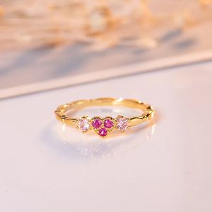 14 тыс. Золотых ювелирных украшений рубиновое кольцо для женщин Бьюуэ или Яун Аниллос де Ред Свадьба драгоценного камня 14 К. Бизутерия Анель кольца 240517