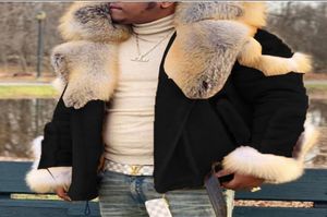 Woolen Coats for Men Faux Fur Turndown Kurtki Kurtki z długim rękawem ciepłe płaszcze 7173921