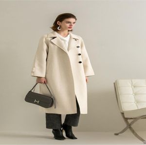 Dwustronny płaszcz wełny 2021 jesienna zima Nowa Hepburn Mid Długość 3416024