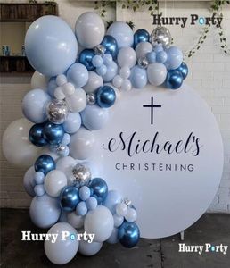 100 pezzi pastello macaron blu palloncini bianchi kit arco di ghirlanda kit metallico blu palloncini matrimoniale compleanno baby shower party decorazione Q16661704