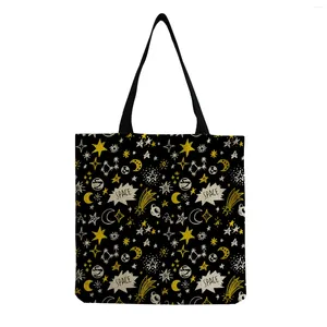 Сумка Star Planet Planet Space Print Shopper Сумки большой емкость пользовательский рисунок практическое плечо простое размер Starry Sky Tote