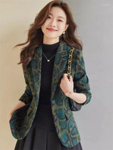 Women's Suits Leopard Print Woolen Suit Jacket Autumn And Winter 2024 Spring Fashion High-end Fried Street Ladies Blazer Top