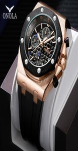 Onola Marke Fashion Fashion Casual Quartz Mens Watch Chronograph Multifunktionsgelenkwatch All Black Gold Metal Waterdof Watch für MEN8748754