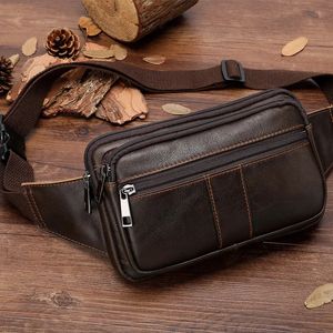 Luufan Leather Mens Saco de cintura Fanny Bag da moda Mens celular Bolsa de celular Mens Crazy Horse Couro Saco de Celra Bolsa Mens Saco de ombro 240513