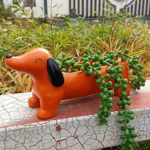 Planters Pots Cartoon dog flower pot cute sausage dog juicy plant flower pot decorationQ240517