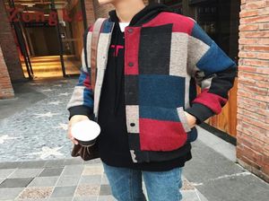 Hip Hop Woolen Plaid Bomber Jacket Men Fashions Streetwear Winter Jacket Men Coat Män jacka Coat3992862