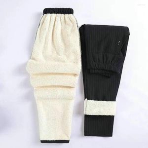 Pantaloni da donna Donne Donne ispessivano il rivestimento in pile Autunno inverno casual elastici tasche per pantaloni a quadri di mezza età
