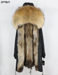 2020 Giacca invernale per pellicce vera Donne lunghe parka impermeabile Big Natural Raccon Collar Cappucciale spessa fodera per pellicce vera calda CX24554910