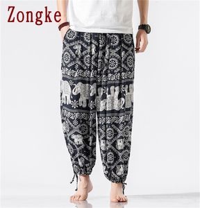 Zongke New Harem Pants Mężczyźni spodnie Joggers Casual Pants Men Sephant Print Spanty Hip Hop Streetwear Plus M5XL 2011098068643