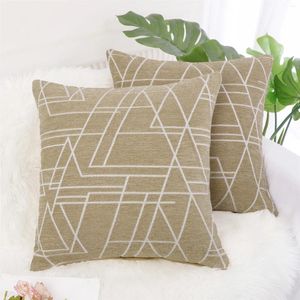 Travesseiro de seda de seda travesseiro doméstico linha geométrica tampa sem núcleo.Travesseiros bronzeados para o quarto