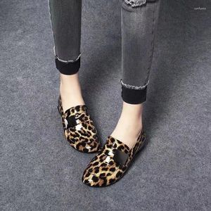 Casual Shoes Fashion Women's 2024 Designer Leopard Loafers Sneakers Womans Round Toe Flats British Sytle Ladies Patent Leather Footwear