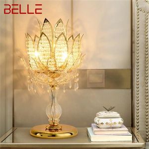 Table Lamps BELLE Luxury Lamp Crystal Modern Gold Lotus Creative Decoration LED Desk Light For Home Bedside