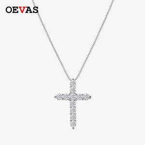 ペンダントネックレスOEVAS 2.5mm 3mm 4mm 5mm True Molybdenum 45cm Sparklcross Necklace for Girls Gifter Gift Exquisite Jewelry 100％925 Sterlsilver J240516