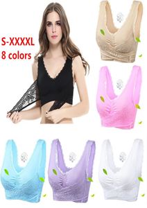 Sexy Front Front Buckle Fireless Lace Bra Brandable Women Sport Reunked Ajuste Rimless Sleep Bra Vest Style FZ03343185129