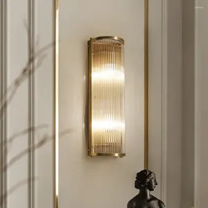 Wall Lamp Classicial Copper Crystal Light Interior LED Decor Bedside Sconce Gold Living Room Aisle Corridor Stairs Entrance