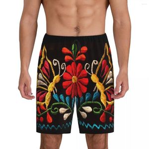 Męska odzież sutowa niestandardowa druk Męskie Motyle i czerwone kwiaty spodnie piżamie spać PJS z kieszeniami