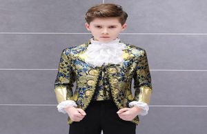 Men039S spårar Boy39s Retro Europeiska domstolskläder Prince Costume Piano Costumes Noble Suit Jacket Vest Pants 3piece SE29985545919191