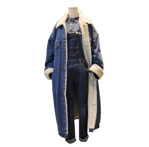 Women Women Women Long Denim Trench Jacket High Street Moda Hip Hop Inverno de Caséra Jean Jean Casat Windbreaker O3135230