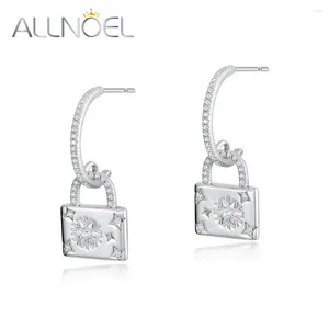Brincos de garanhão Allnoel 925 Sterling Silver Dangle for Women White Zircon Snowflake Lock Original Delicado Dainty Gifts