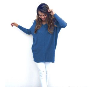 Whole2016 Sweater Casual Sweater Moda Moda Vneck Pullover Longo Sweater Christmas Algodão Fino Longo Pull Longo Femme1792811