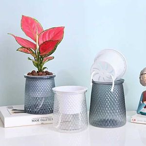 Plantadores POTS BACA DE DUPLA CAMADA AUTOGRAGEM BACILA DE PLÁSTICA PLÁSTICA PLÁSTICA BACA DE ÁGUA LAZA AUTROMÁTICA BACA DE ÁGUA DECORATIONQ240517