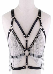 Corrente da corrente de couro Cadeia Bra Goth Punk Sexy Top Women Women Jewelry Festival Summer Festival Moda Rave FortFit3341701