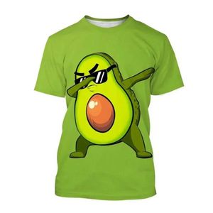 Herr t-shirts nya mode avokado tecknad 3D tryckt t-shirt för män och kvinnor sommar avslappnad kortärmad personlig frukt topp q240517