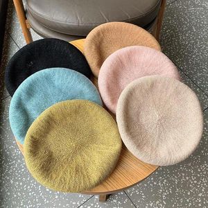 Berets Женские цвета конфеты вязаная сетчатая сетка девушки козырьки