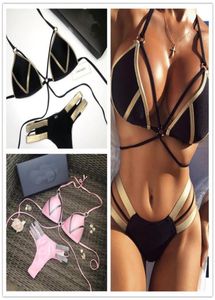 9 renk seksi kadın bikini moda şeridi tasarımcısı kız iki parça mayo klasik patchwork kadın plaj wear7061036