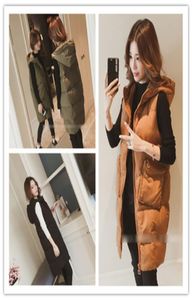 Women039s Zip Up Midlong Hooded Quilted Padded Puffer Vest Jacket Waistcoat9708131