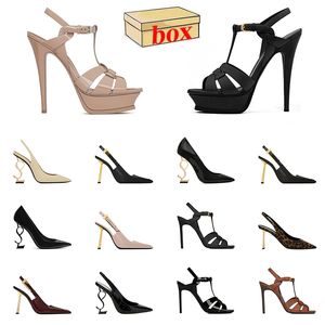 2024 New Fashion Platform Leather Lady High Heels Sandals Famous Designer Women Luxury Heel Bottoms Slides Classics Suede Party Wedding Slingback Leopard Slippers