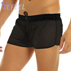 Mens Soft Swimwear Pull-up Swimer Boxer Shorts Sunsuit da bagno tascabile 240430