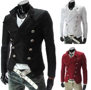 Mens Casual Black White Wine Red Blazers Suits Jacket Slim Fit Sportsman Fashion DoubleBreasted Outerwear Men039s Clothing5322799