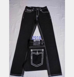 22SS New Men039s True Jeans ROBIN Trousers Denim Designer Dark Solid color Straight religion Jean For Men TR Pants M29213751605