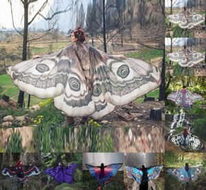 Kobiety Butterfly Wing Large Fairy Cape Pashmina Scarf Bikini Cover Up Szyfonowe gradient plażowy pokrywka szal Peacock kostium AC4642804