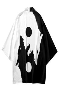 Men039S Casual Shirts Tai Chi Yin Yang Black and White Wolf Print Gothic Style Shirt Harajuku Japanese Men39S Women39S SU8891610