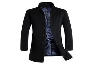 Cała wysokiej jakości jesień i zima mężczyźni 039S wełniana kurtka moda Slim Windbreaker Men039s Długie wełniane 9084697