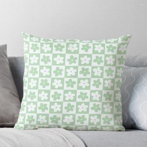 Pillow Light Pastel Green And White Checkered Squares With Flowers Throw Bed Pillows Christmas Cases Sofa Cover