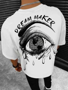 Мужские футболки, создатель мечты, слезоточивая земля Printt Mens Summer Loose футболка хлопчатобумажная футболка на улице Hip Hop Extra Lext Fort Fort J240515