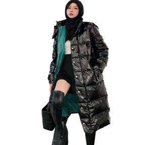 Kvinnors designer lyx huva ner riktiga puffjackor vinter utomhus kallsäker varm kappa casual mode svart färg lång stil och 2100635