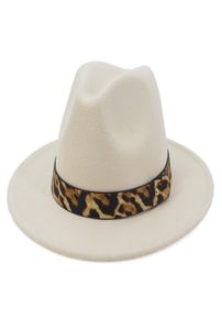 2021 Men Women Flat Brim Wool Felt Jazz Fedora Hats with Leopard Belt Trend Green Carnival Party Formal Hat Panama Gambler Cap5631066