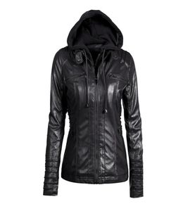 Wipalo Gothic Faux Leather Jacket Women Hoodies Winter Autumn Motorcycle Jacket Black Outer;