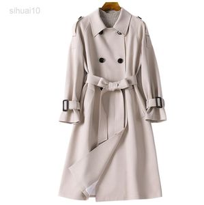 Donne di alta qualità Trenchcoat Nuova primavera Autunno coreano giacche da sopravvento lungo sling di grandi dimensioni a due padigli