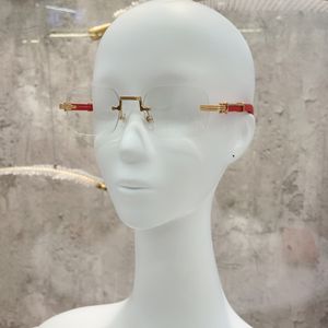 Rimless glasögon glasögon ram guld trä klara linser sommar solglasögon designer glasögon sunnies lunetter de soleil uv400 glasögon