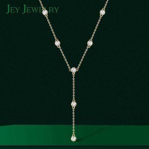 Pendanthalsband Jey 3mm Womens Mosonite Necklace 925 Sterlsilver Y Chain Halsband Tröja Kedja Pläterad 14K Gold Lariat Necklace Gift J240516