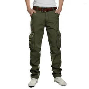 Men's Pants Workwear With Multiple Pockets Casual Military Card Color Black Straight Leg Sports Outdoor