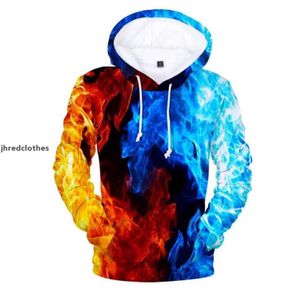 Новая мода Ice and Fire 3D Hoodies Pullover Печать Harajuku Hip Hop Мужчины Женщины капюшон. Случайный с длинным рукавом 3D толстовок O78661490