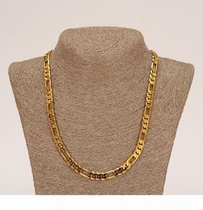 E Whole Classic Figaro Cuban Link Chain Bransoletka Zestawy 14K Real Solid Gold wypełniony miedzi Mężczyźni Kobiety 039 S JE3482246