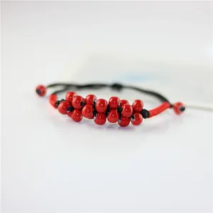 Strand Multilayer Red Beans Handmade Braided Ceramic Beads Good Lucky Bracelet Woven Ie Sisters For Women