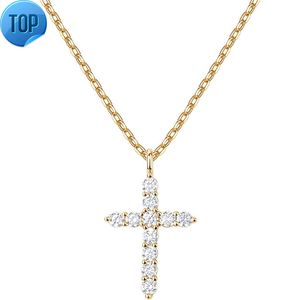 Мода Luxury 925 Серебряное серебро CZ Diamond Cross Sendantry Jewelry 14K золото покрыто поперечное ожерелье для женщин